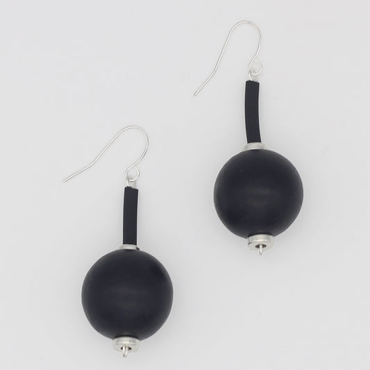Black Ball Drop Earring - Sylca Designs - Chunky Jewelry