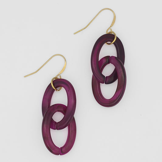 Purple Resin Link Earring - Sylca Designs - Chunky Jewelry