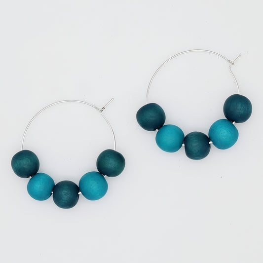 Aqua Hoop Dangle Earring - Sylca Designs - Chunky Jewelry