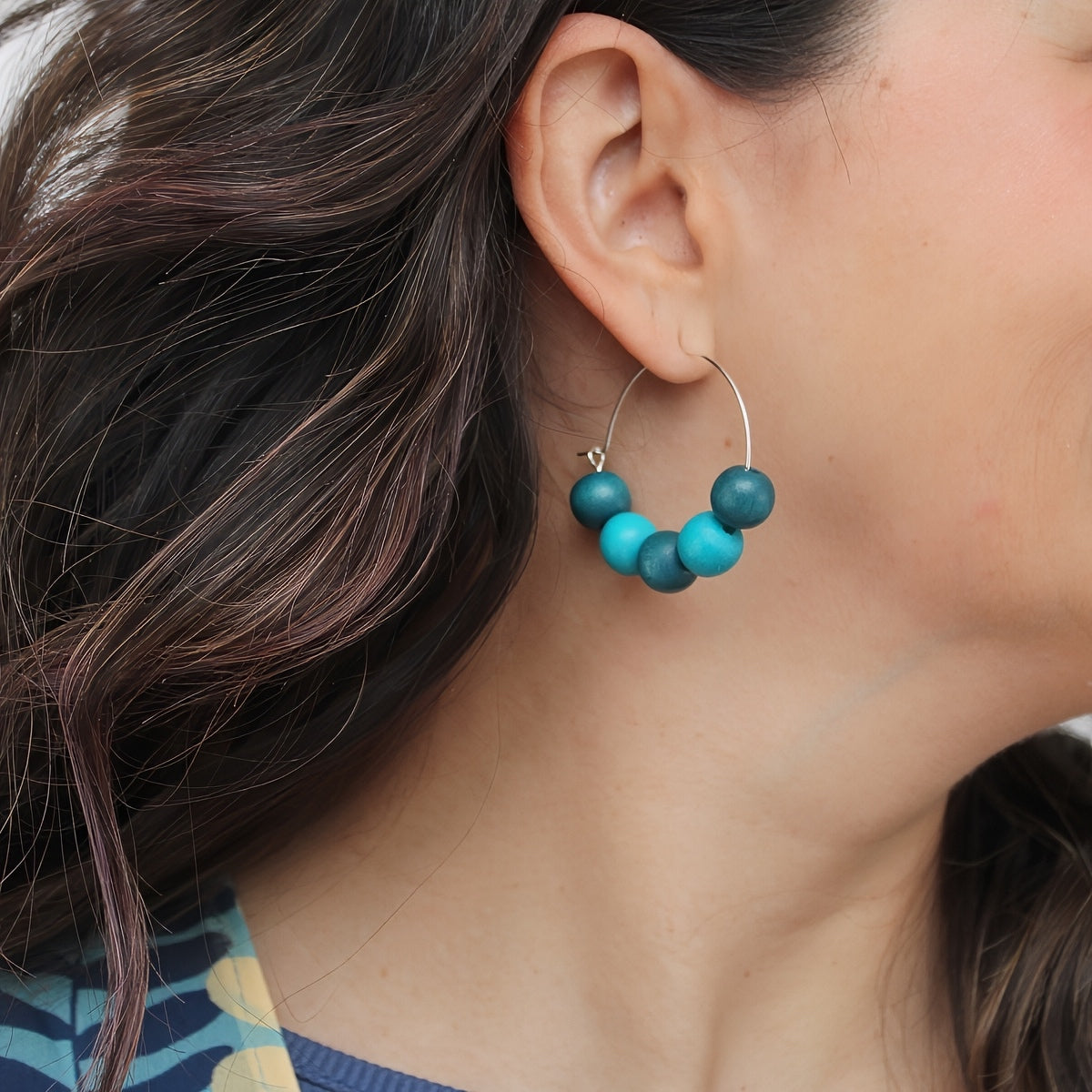 Aqua Hoop Dangle Earring - Sylca Designs - Chunky Jewelry