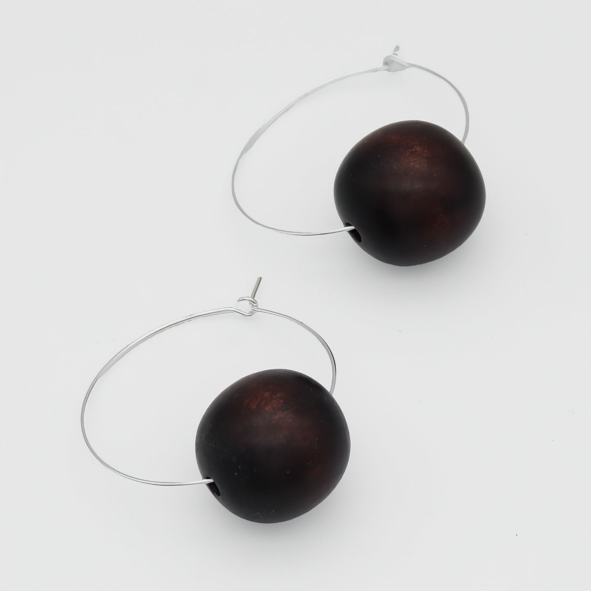 Brown Ball Hoop Dangle Earring - Sylca Designs - Chunky Jewelry