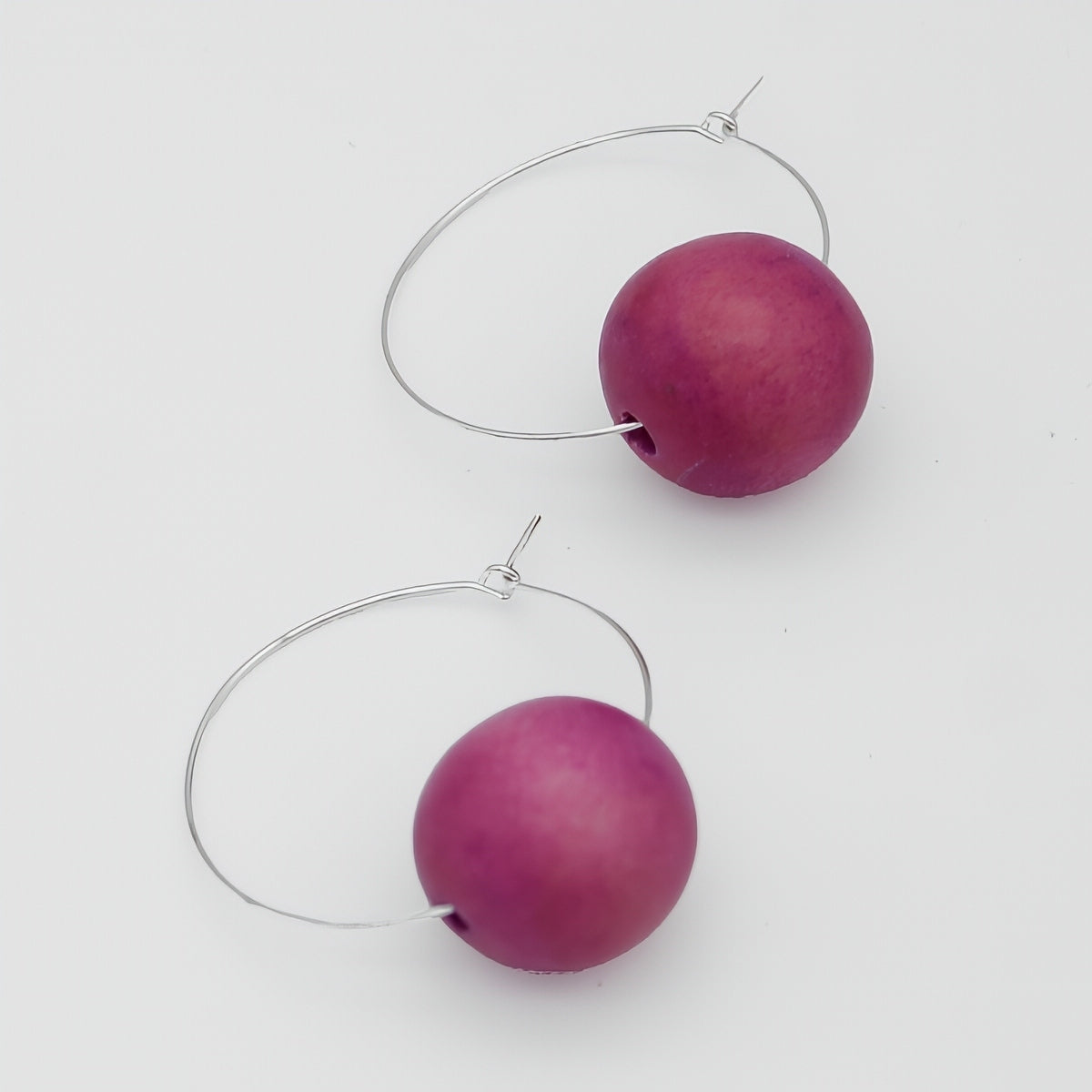 Pink Ball Hoop Dangle Earring - Sylca Designs - Chunky Jewelry
