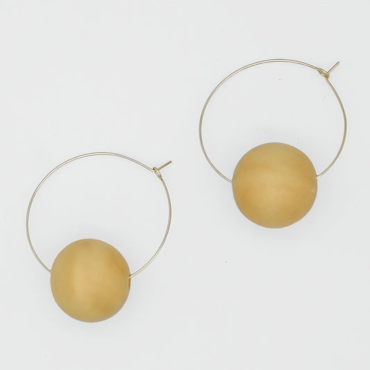 Yellow Ball Hoop Dangle Earring - Sylca Designs - Chunky Jewelry