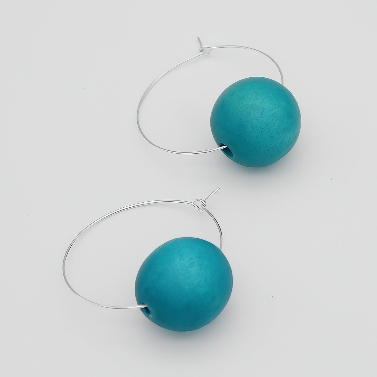 Aqua Ball Hoop Dangle Earring - Sylca Designs - Chunky Jewelry