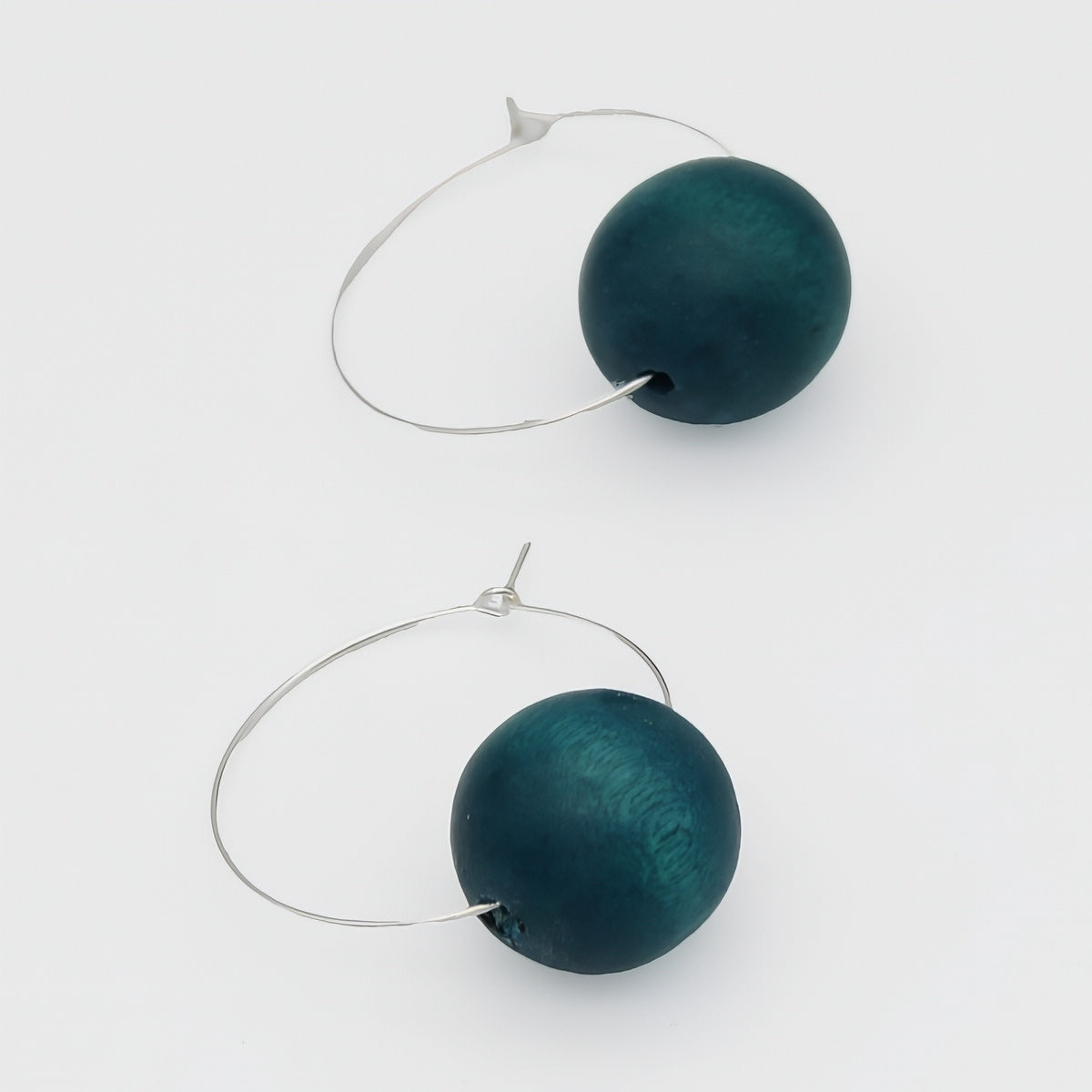 Teal Ball Hoop Dangle Earring - Sylca Designs - Chunky Jewelry