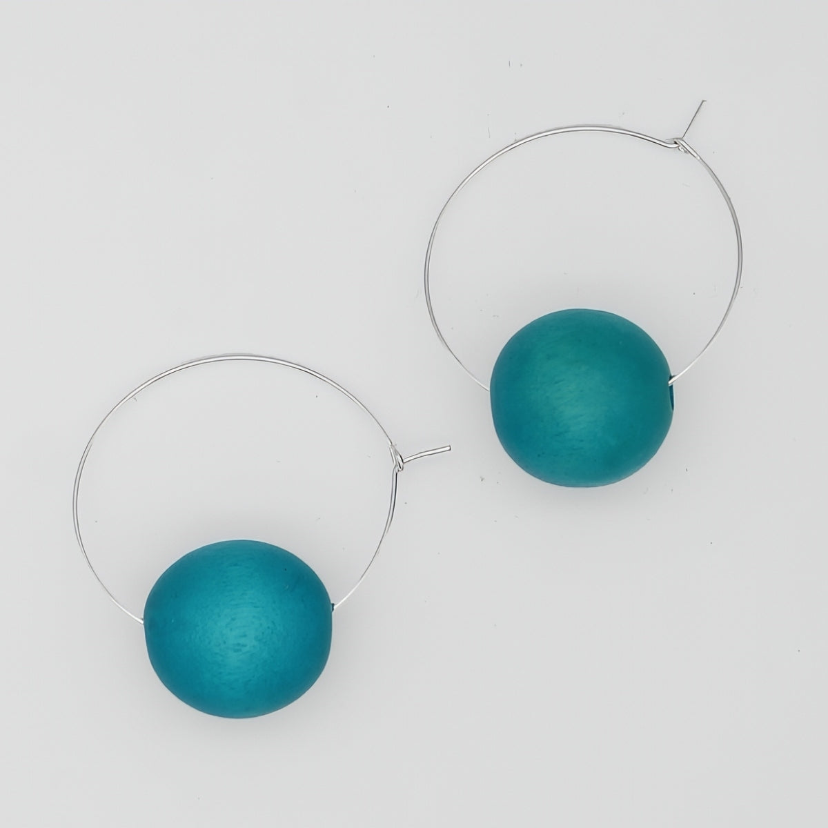 Aqua Ball Hoop Dangle Earring - Sylca Designs - Chunky Jewelry