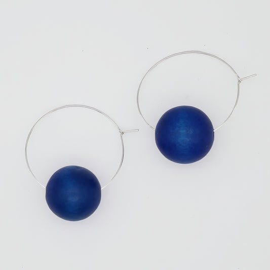 Blue Ball Hoop Dangle Earring - Sylca Designs - Chunky Jewelry
