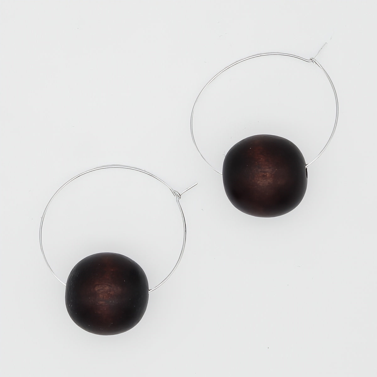 Brown Ball Hoop Dangle Earring - Sylca Designs - Chunky Jewelry