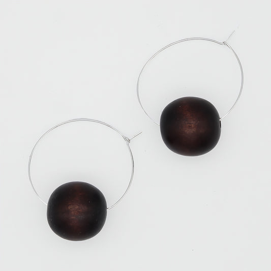 Brown Ball Hoop Dangle Earring - Sylca Designs - Chunky Jewelry