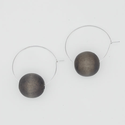 Gray Ball Hoop Dangle Earring - Sylca Designs - Chunky Jewelry