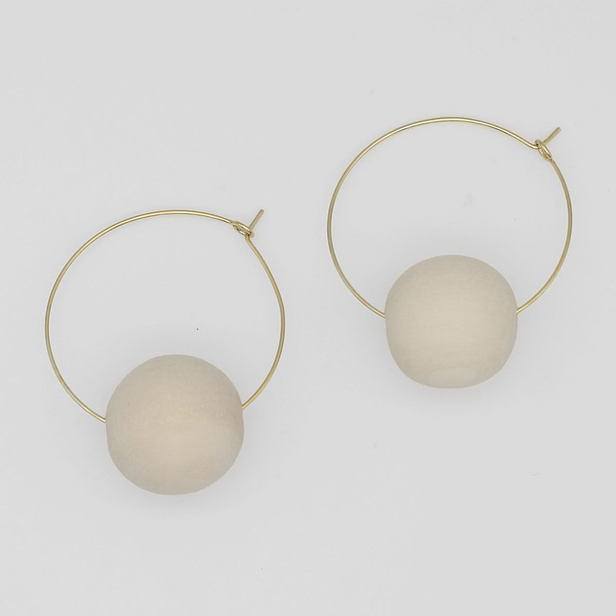 Ivory Ball Hoop Dangle Earring - Sylca Designs - Chunky Jewelry