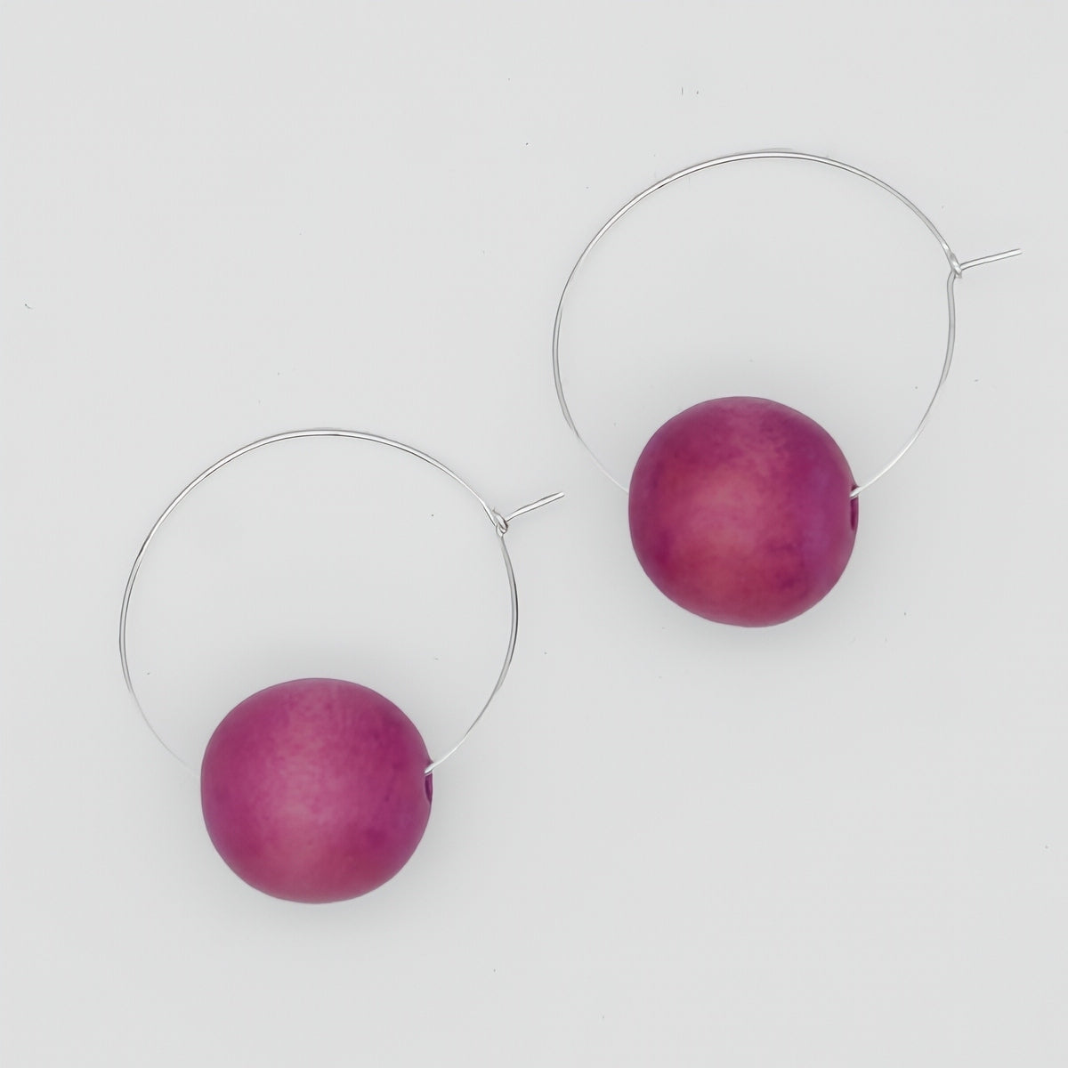 Pink Ball Hoop Dangle Earring - Sylca Designs - Chunky Jewelry