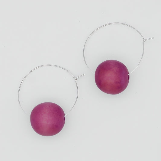 Pink Ball Hoop Dangle Earring - Sylca Designs - Chunky Jewelry