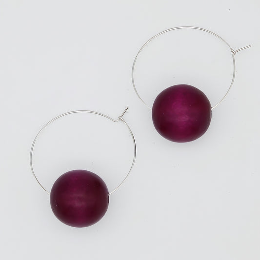 Purple Ball Hoop Dangle Earring - Sylca Designs - Chunky Jewelry