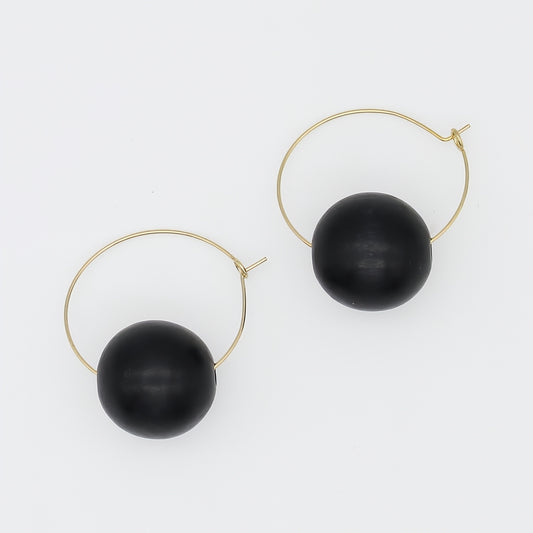 Black Ball Hoop Dangle Earring
