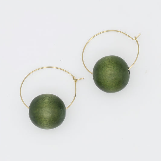 Olive Ball Hoop Dangle Earring