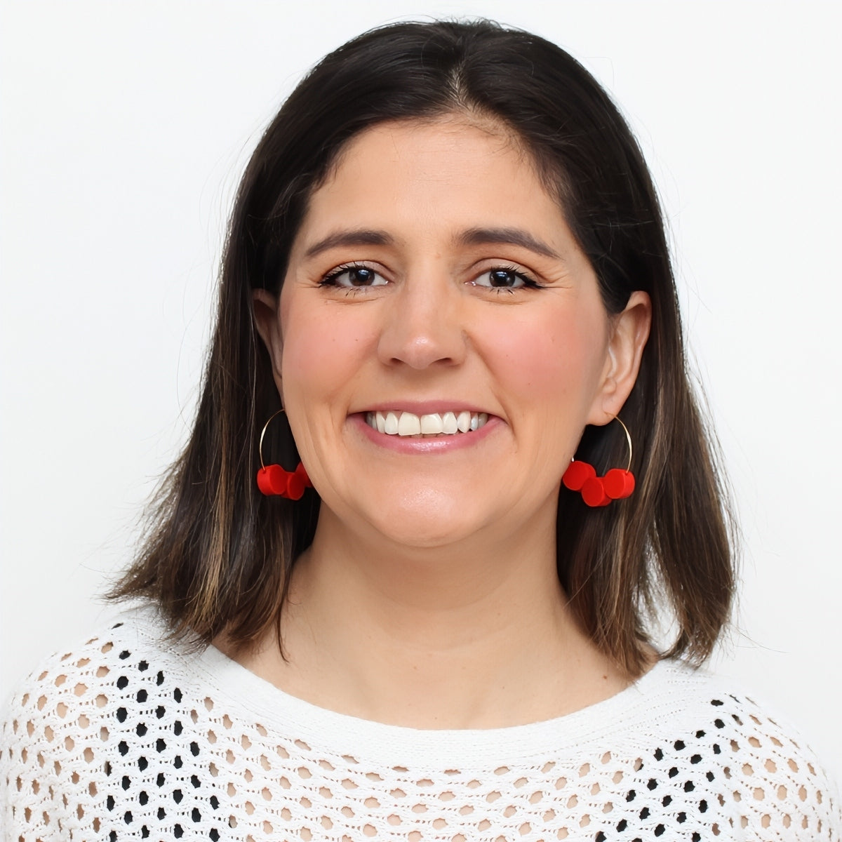 Red Dot Hoop Dangle Earring - Sylca Designs - Chunky Jewelry