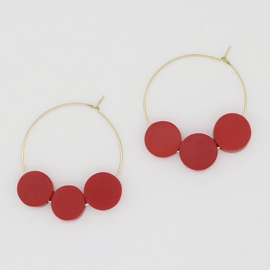 Red Dot Hoop Dangle Earring - Sylca Designs - Chunky Jewelry