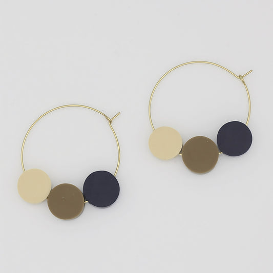 Taupe Dot Hoop Dangle Earring - Sylca Designs - Chunky Jewelry