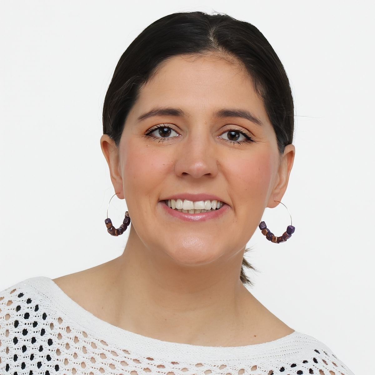 Square Purple and Gold Hoop Dangle Earring - Sylca Designs - Chunky Jewelry