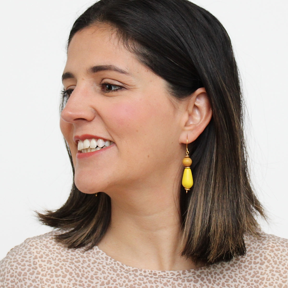 Yellow Geometric Dangle Statement Earring - Sylca Designs - Chunky Jewelry