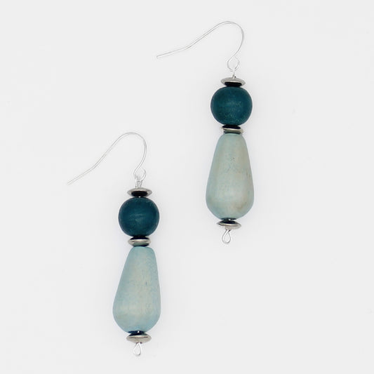 Blue Geometric Dangle Statement Earring - Sylca Designs - Chunky Jewelry