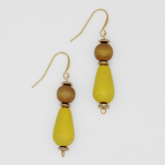 Yellow Geometric Dangle Statement Earring - Sylca Designs - Chunky Jewelry