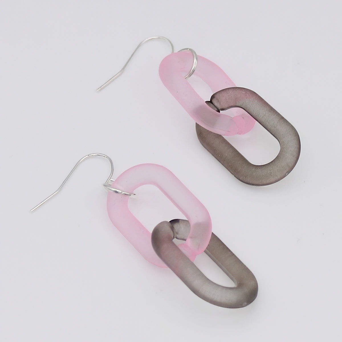 Gray Resin Link Dangle Earring - Sylca Designs - Chunky Jewelry