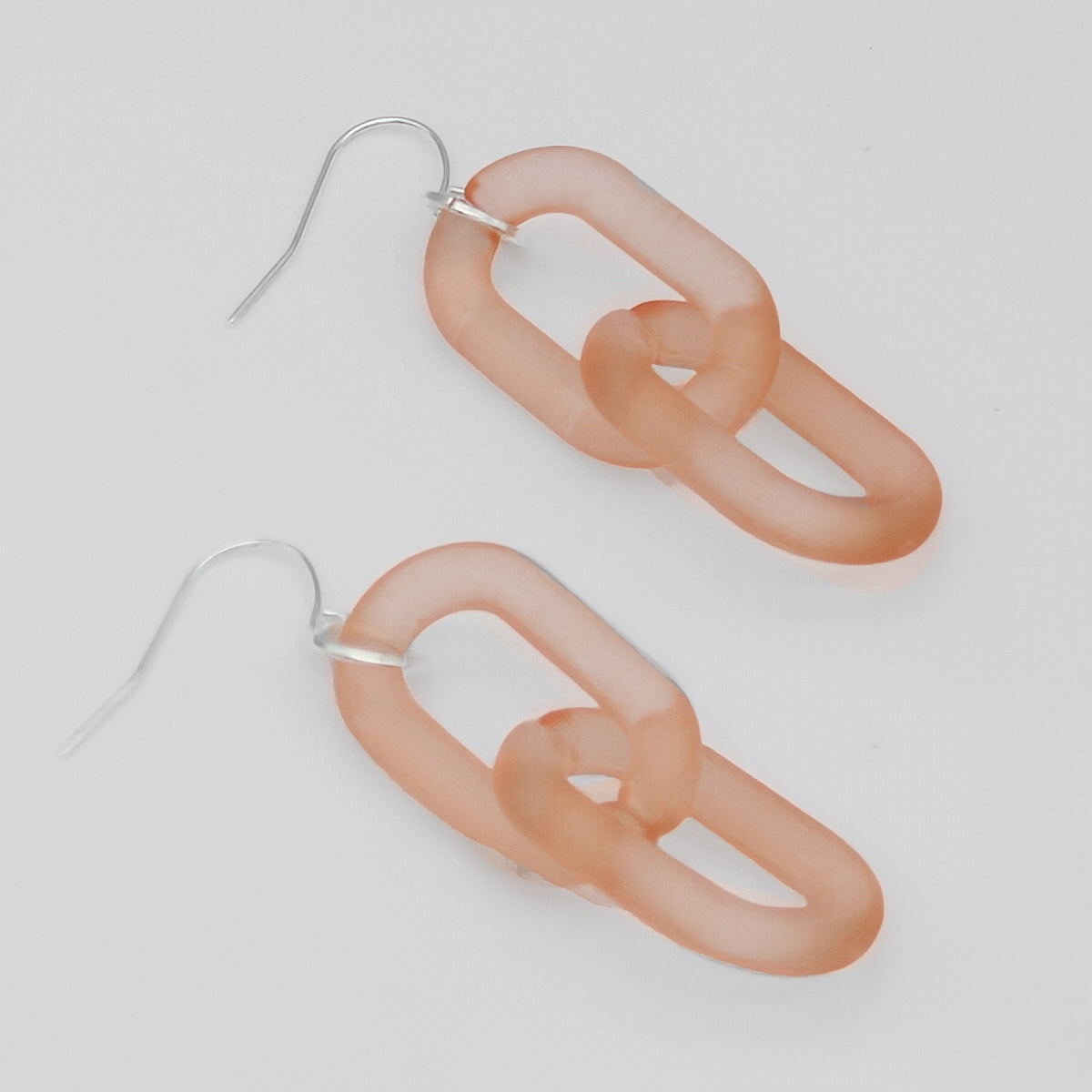 Peach Resin Link Dangle Earring - Sylca Designs - Chunky Jewelry