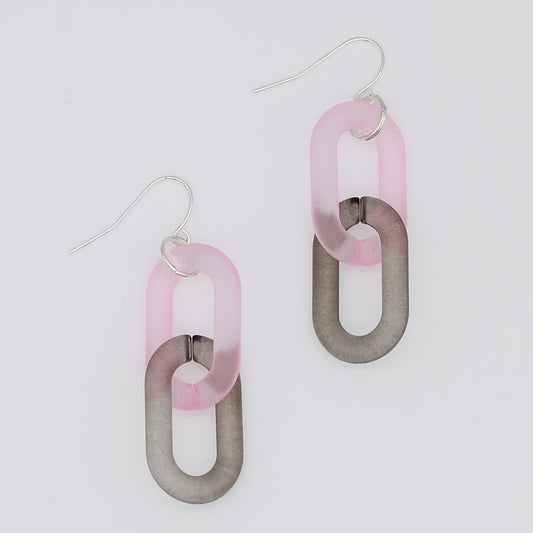 Gray Resin Link Dangle Earring - Sylca Designs - Chunky Jewelry