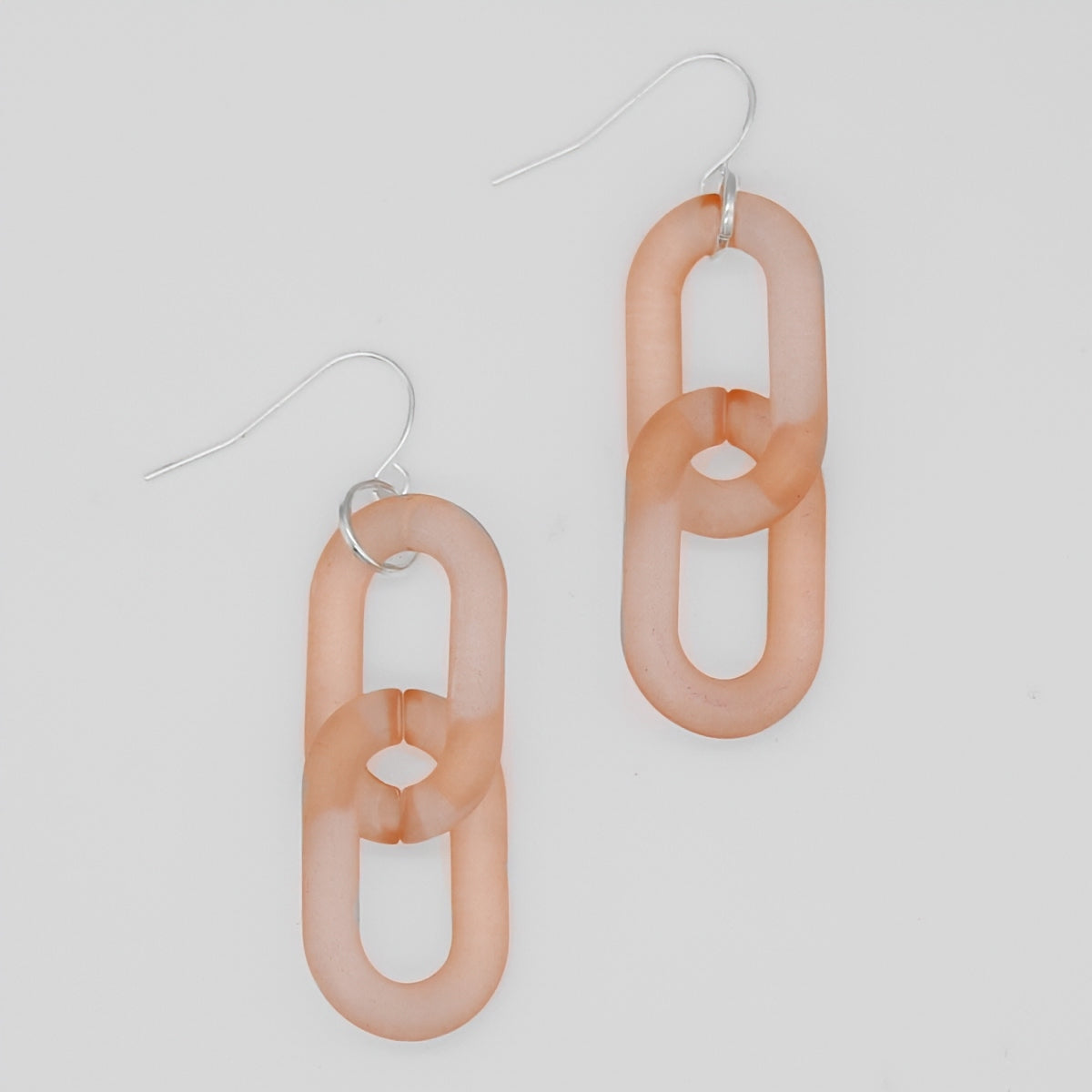 Peach Resin Link Dangle Earring - Sylca Designs - Chunky Jewelry