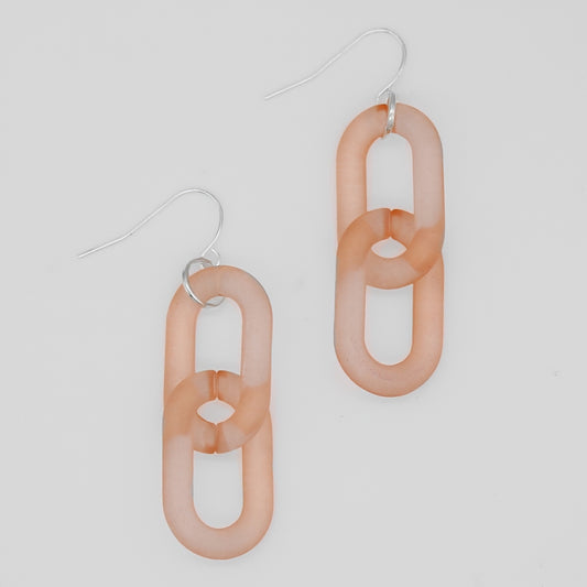Peach Resin Link Dangle Earring - Sylca Designs - Chunky Jewelry