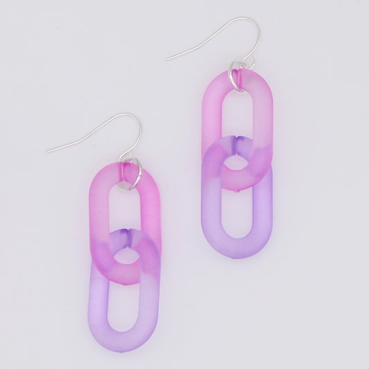 Pink Resin Link Dangle Earring - Sylca Designs - Chunky Jewelry