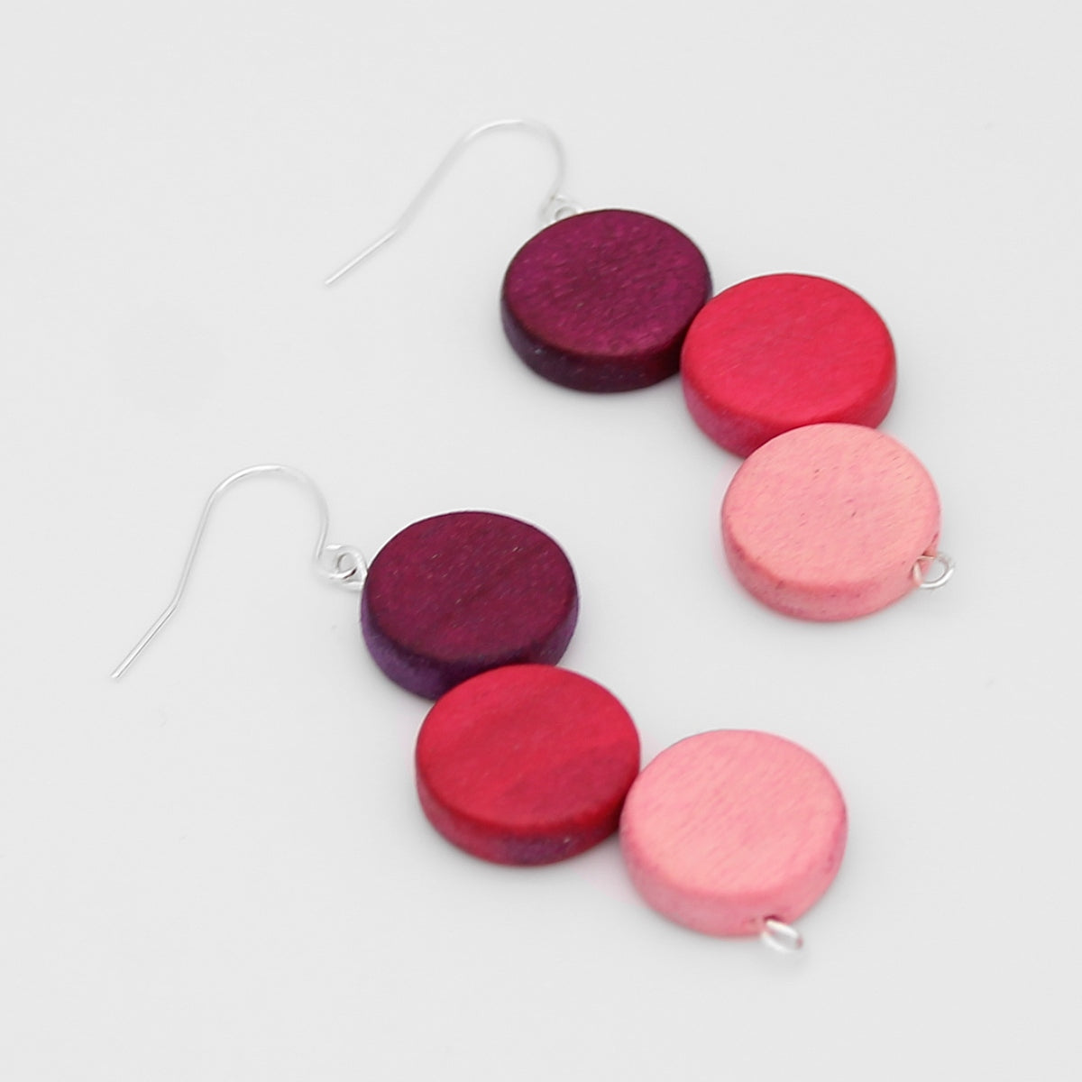 Fuchsia Triple Stacked Earring - Sylca Designs - Chunky Jewelry