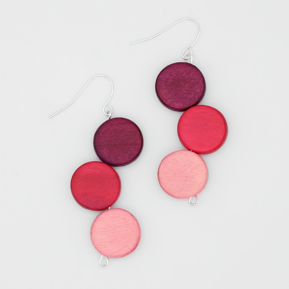 Fuchsia Triple Stacked Earring - Sylca Designs - Chunky Jewelry
