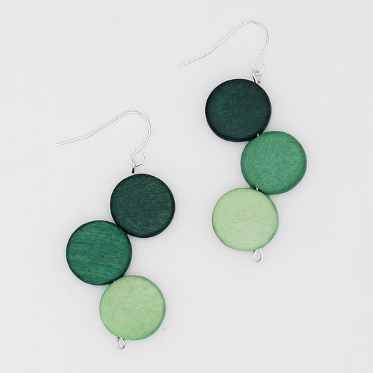 Green Triple Stacked Earring - Sylca Designs - Chunky Jewelry