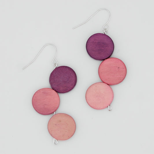 Pink Triple Stacked Earring - Sylca Designs - Chunky Jewelry