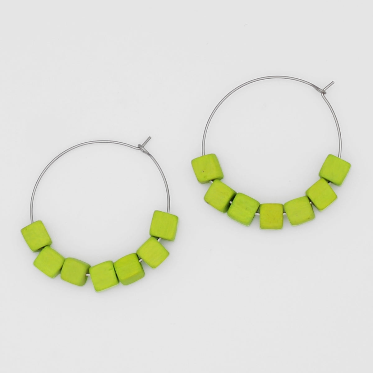 Lime Cubist Hoop Earring - Sylca Designs - Chunky Jewelry