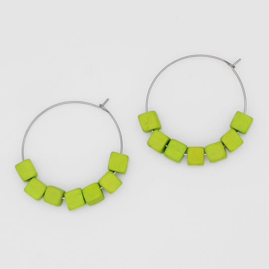 Lime Cubist Hoop Earring - Sylca Designs - Chunky Jewelry