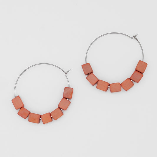 Peach Cubist Hoop Earring - Sylca Designs - Chunky Jewelry