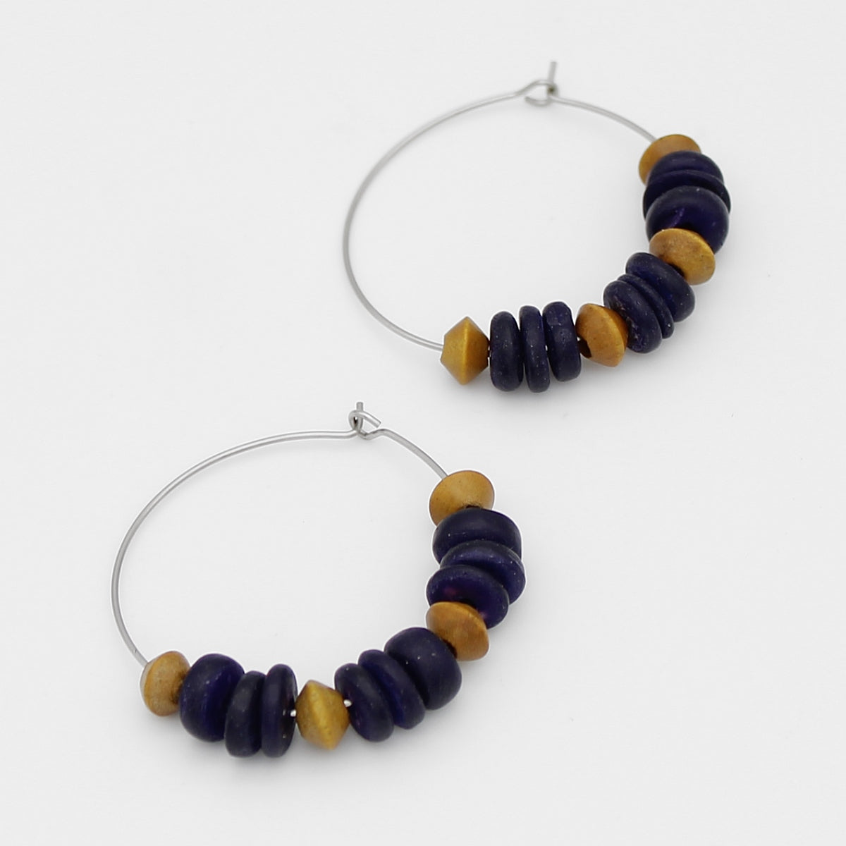 Purple and Yellow Hoop Dangle Earring - Sylca Designs - Chunky Jewelry