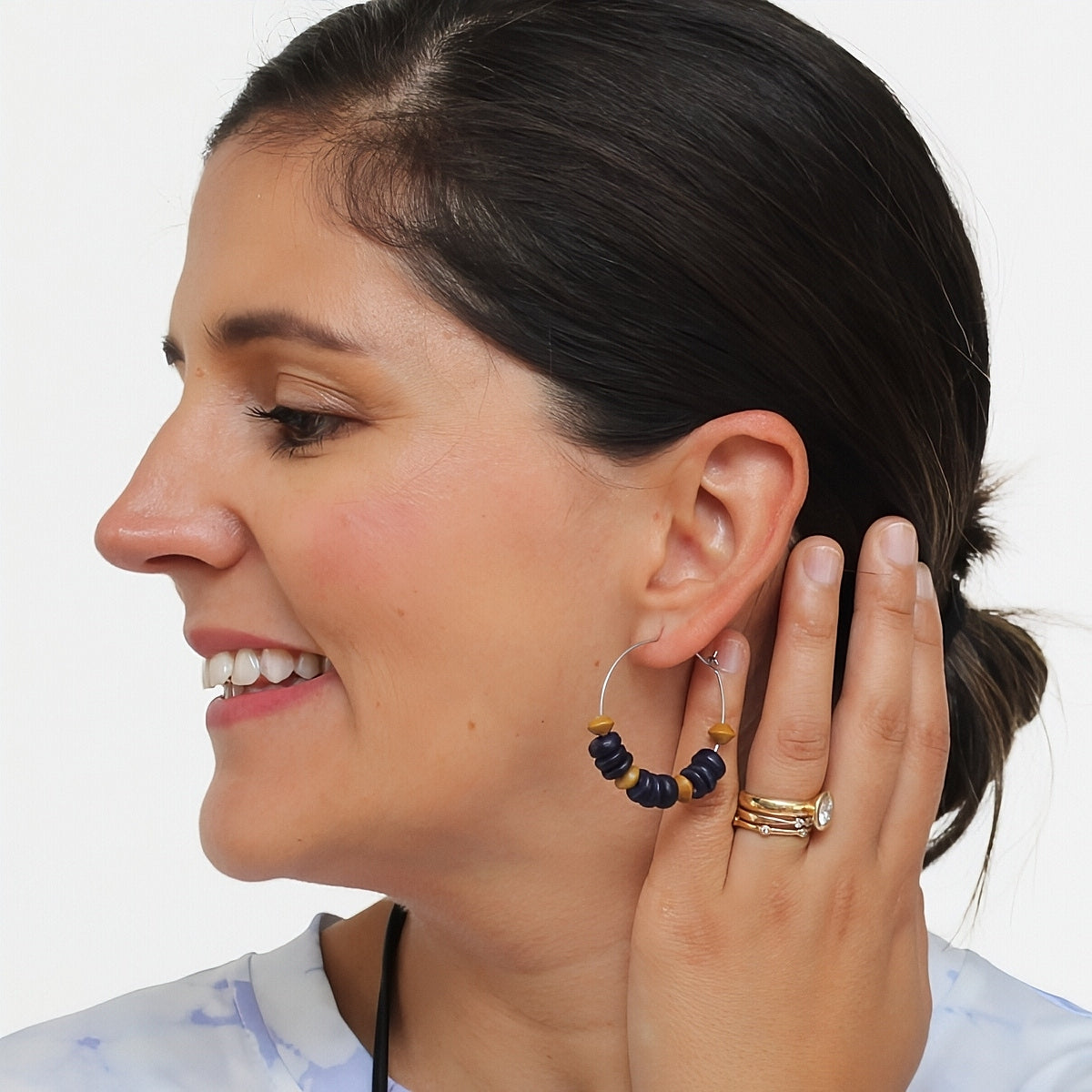 Purple and Yellow Hoop Dangle Earring - Sylca Designs - Chunky Jewelry