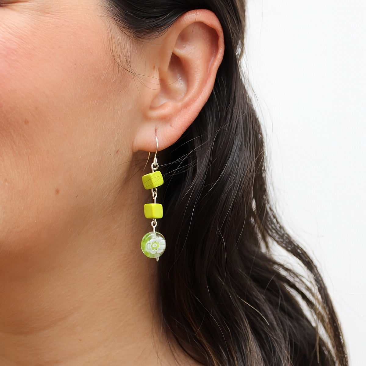 Lime Floral Drop Earring - Sylca Designs - Chunky Jewelry