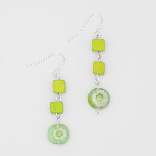 Lime Floral Drop Earring - Sylca Designs - Chunky Jewelry