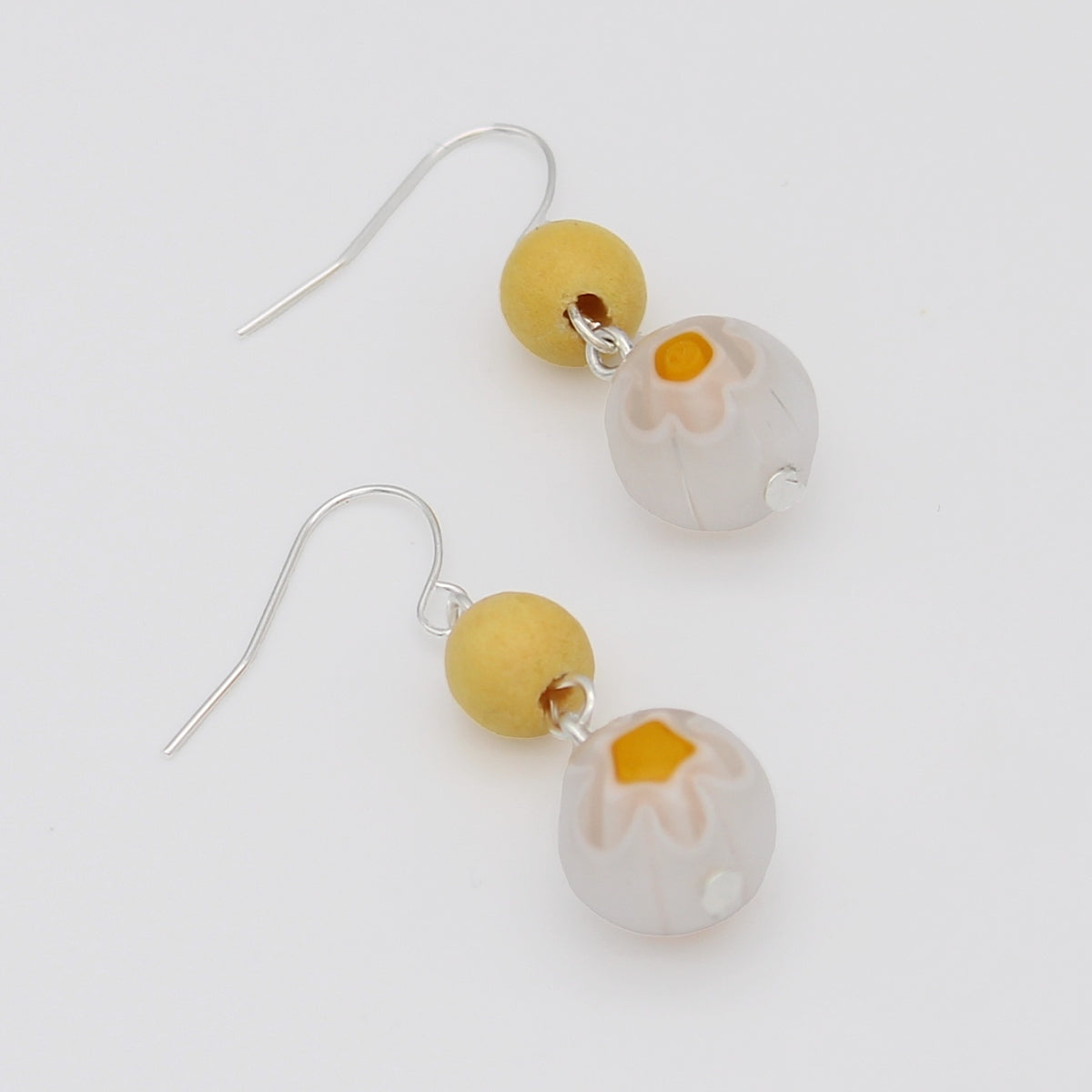 Yellow and White Garden Drop Earring - Sylca Designs - Chunky Jewelry