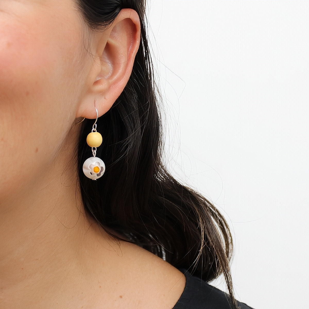 Yellow and White Garden Drop Earring - Sylca Designs - Chunky Jewelry