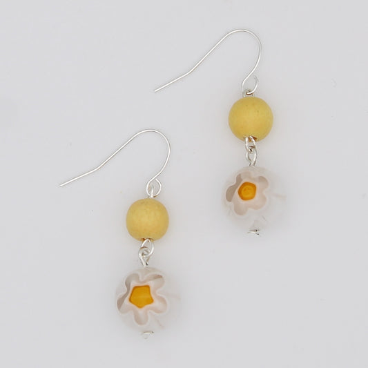 Yellow and White Garden Drop Earring - Sylca Designs - Chunky Jewelry