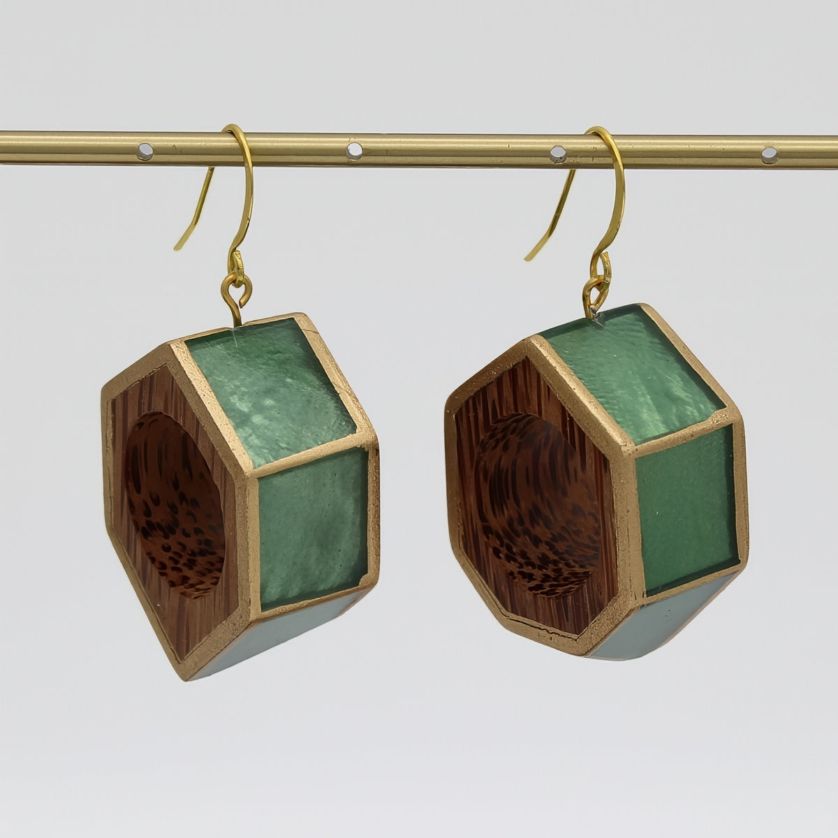 Green Geometric Geoblend Dangle Earring - Sylca Designs - Chunky Jewelry