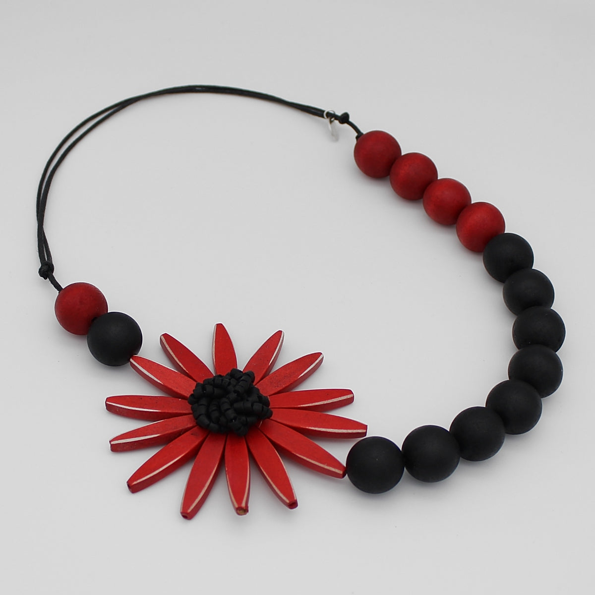 Chunky Red Flower Statement Necklace