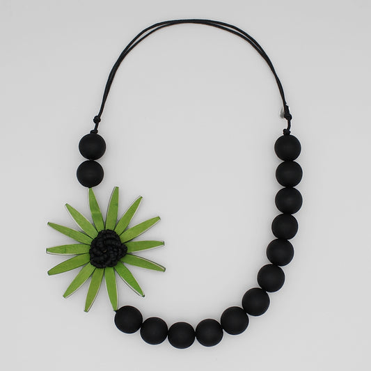 Chunky Green Flower Statement Necklace - Sylca Designs - Chunky Jewelry